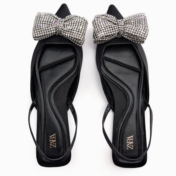 Zara Shoes - Zara BOW EMBELLISHED FLAT slingback size 39
